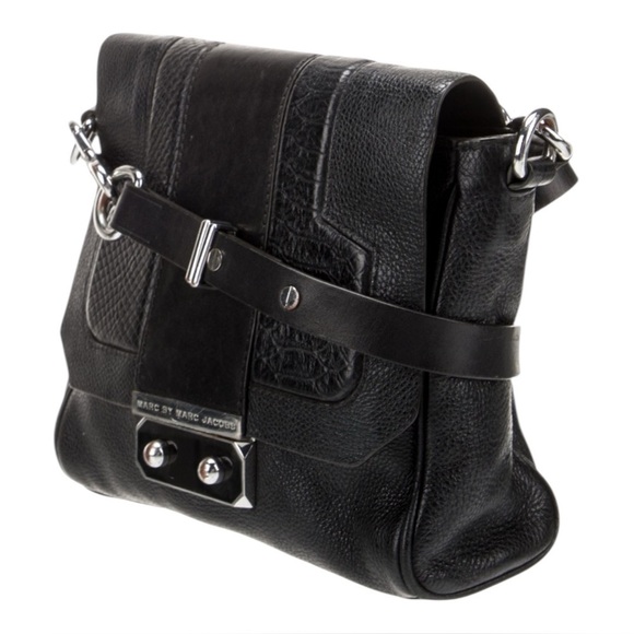 Marc by Marc Jacobs M3113140 Leather Shoulder Bag Black Silver Crossbody - Picture 2 of 15